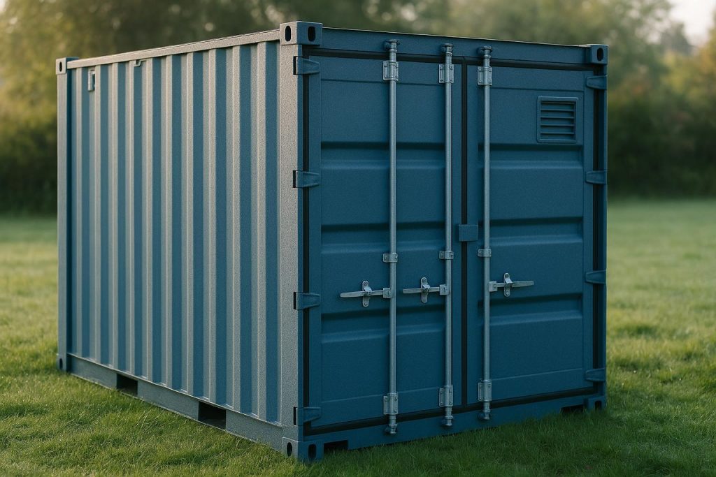 Steel shipping container with vents designed to reduce shipping container condensation.